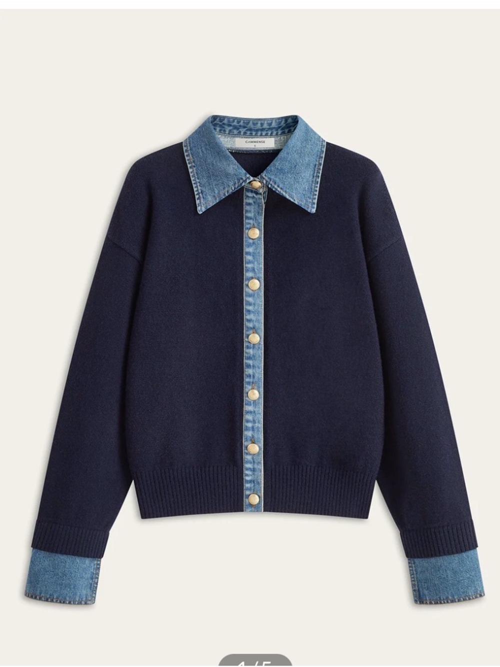 Commense Denim Collar Buttoned Sweater